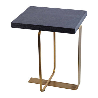 Grey Veined Effect Oak Veneer Top Round Side Table with Metallic Stainless Steel Wireframe Base, Lena