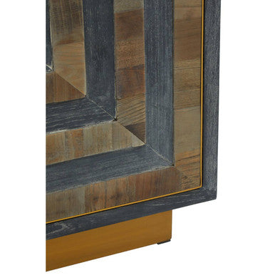 Roselle Recycled Elm Wood Cabinet With Brass Finish Base