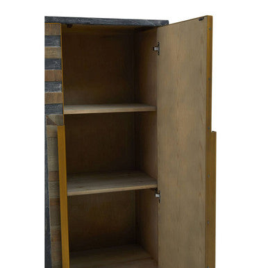 Roselle Recycled Elm Wood Cabinet With Brass Finish Base