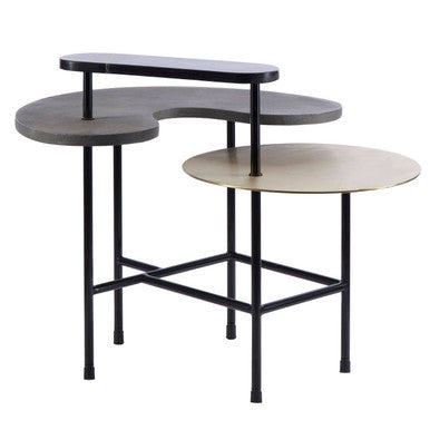 Mixed Metal Finish Tops Sculptural Nesting Coffee Table Set with Black Frame, Serrano