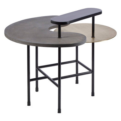 Mixed Metal Finish Tops Sculptural Nesting Coffee Table Set with Black Frame, Serrano