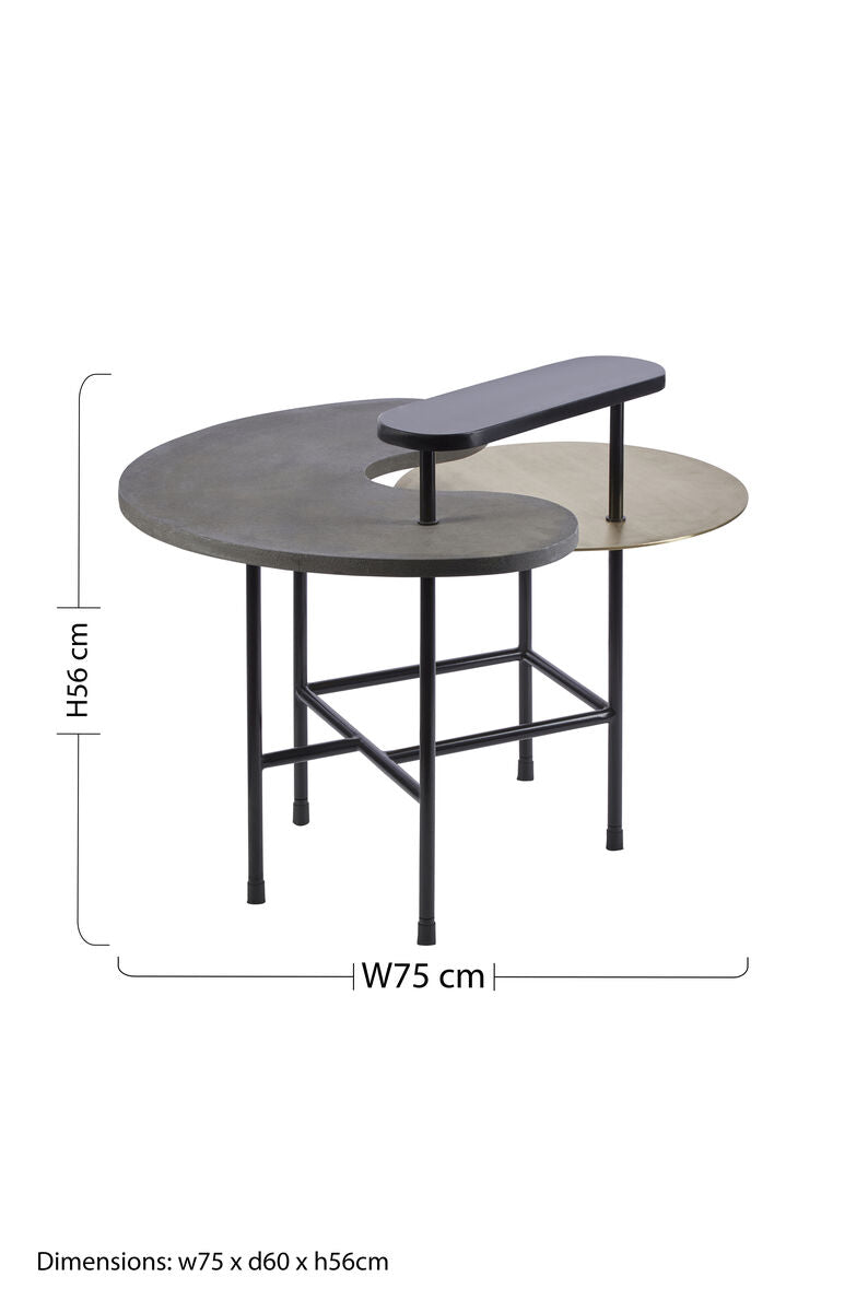 Mixed Metal Finish Tops Sculptural Nesting Coffee Table Set with Black Frame, Serrano