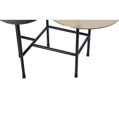 Mixed Metal Finish Tops Sculptural Nesting Coffee Table Set with Black Frame, Serrano