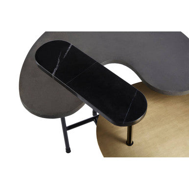 Mixed Metal Finish Tops Sculptural Nesting Coffee Table Set with Black Frame, Serrano
