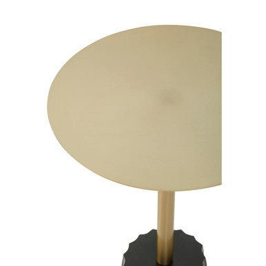 Round Gold Iron Side Table with Black Fluted Base, Corra