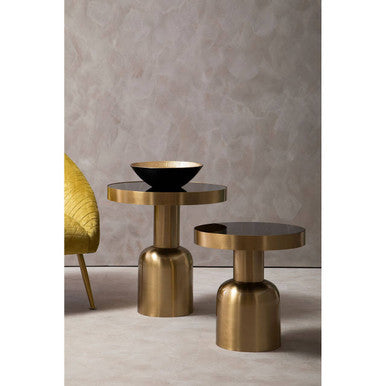 Corra Gold Finish Side Table With Glass Top