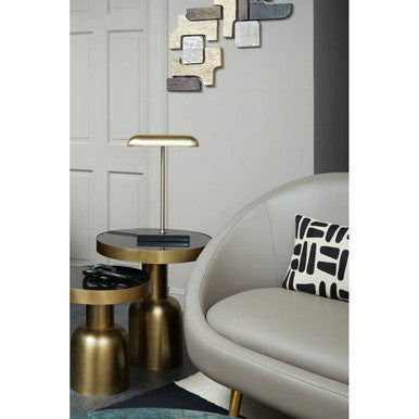Corra Gold Finish Side Table With Glass Top
