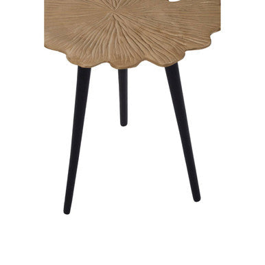 Gold Finish Small Aluminium Side Table with Black Metallic Finish Angular Legs, Prato