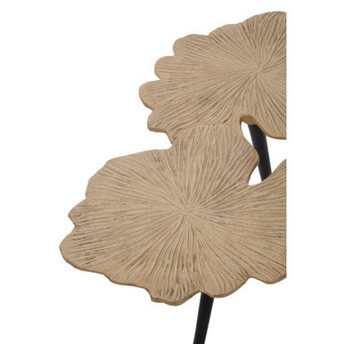 Gold Finish Top Large Aluminium Side Table with Black Metallic Finish Angular Legs, Prato