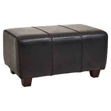 Inca Black Leather Bench with Teak Wood Legs