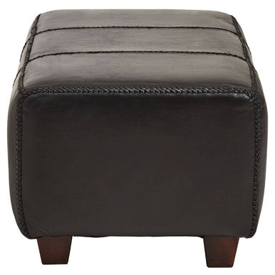 Inca Black Leather Bench with Teak Wood Legs
