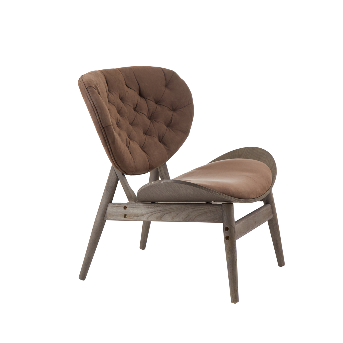 Vinsi Brown Velvet Chair with Dark Elm Wood Frame
