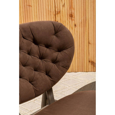 Vinsi Brown Velvet Chair with Dark Elm