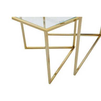 Herber Gold Finish Set of 2 Hexagonal Nesting Tables
