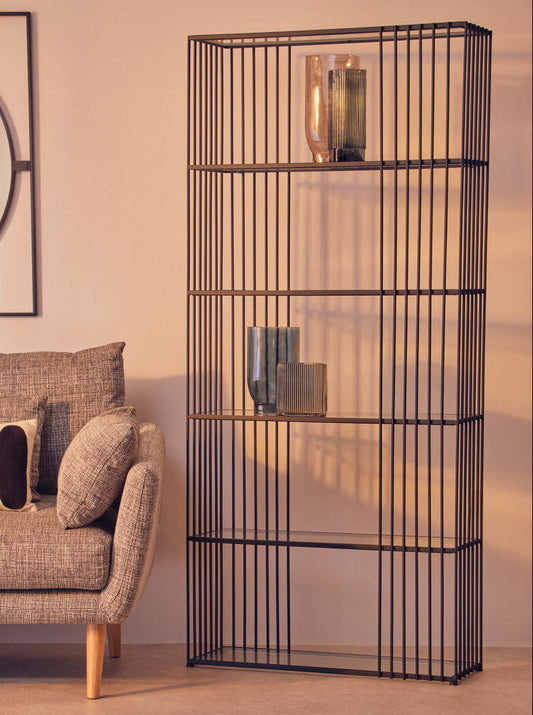 Trento Five Tier Black Bookshelf