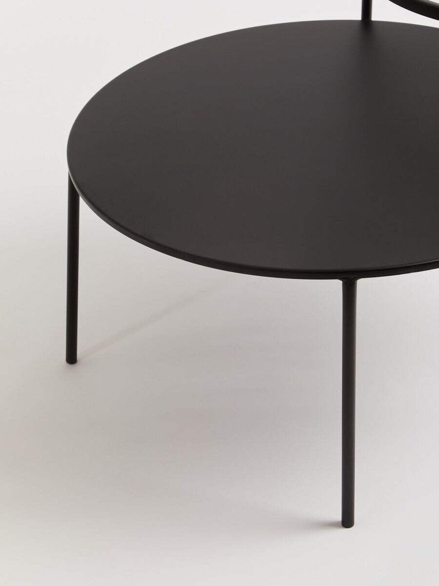 Trento Clear Glass and Black Finish 2 Tier Coffee Table
