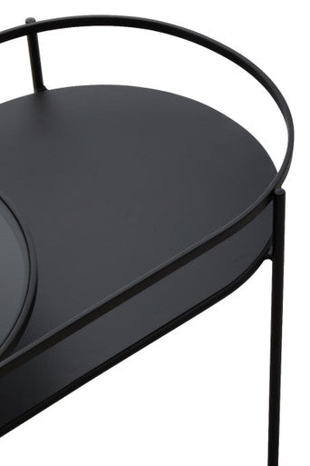 Trento Grey Glass and Black Finish 2 Tier Oval Coffee Table