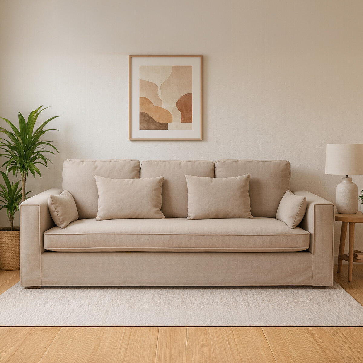 3 Seater Grey Fabric Sofa, Menton