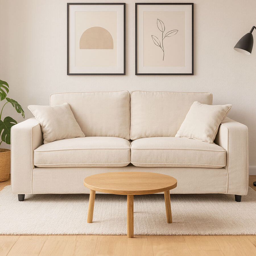 Valensole Cream Fabric 2 Seater Sofa