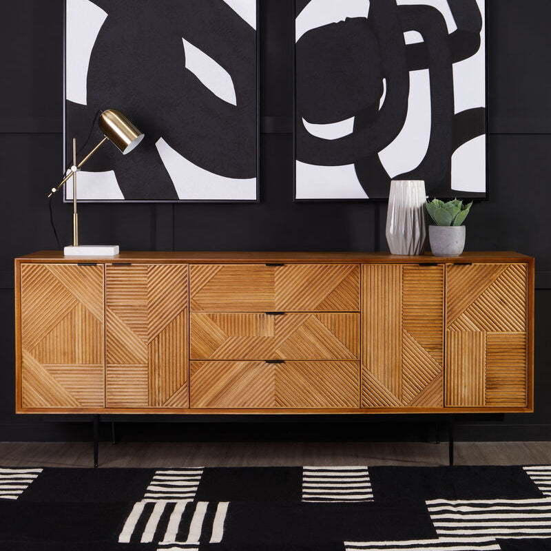 Jakara Natural Finish Sideboard with 4 Doors and  3 Drawers