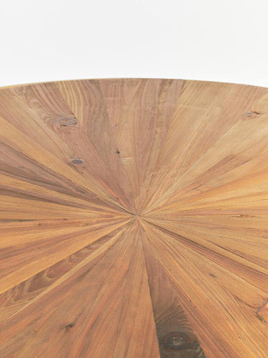 Gold Aged Fir Wood Rustic Top Coffee Table with Stainless Steel Curved Base, Jana
