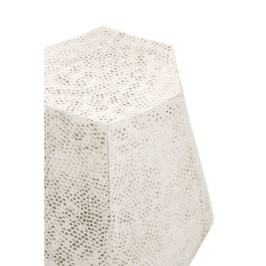 Rabia Silver Finish Drum Style Side Table