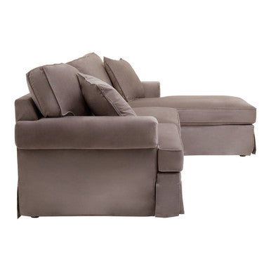 3 Seater Mink Velvet Right Chaise Sofa, Ralph