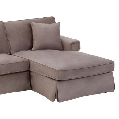 3 Seater Mink Velvet Right Chaise Sofa, Ralph