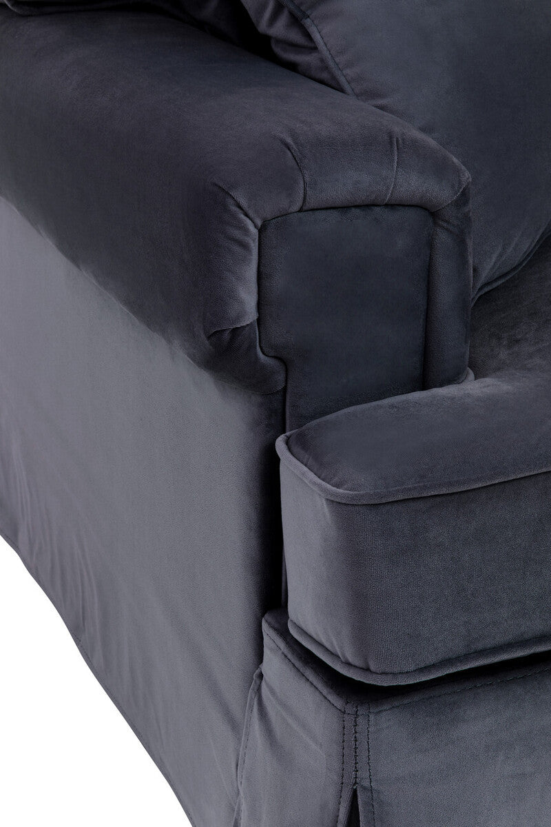 3 Seater Black Velvet Sofa, Ralph