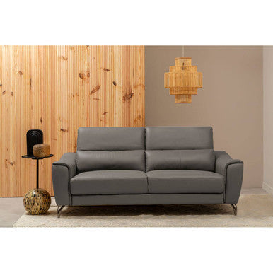 3 Seater Grey Leather Sofa, Padua