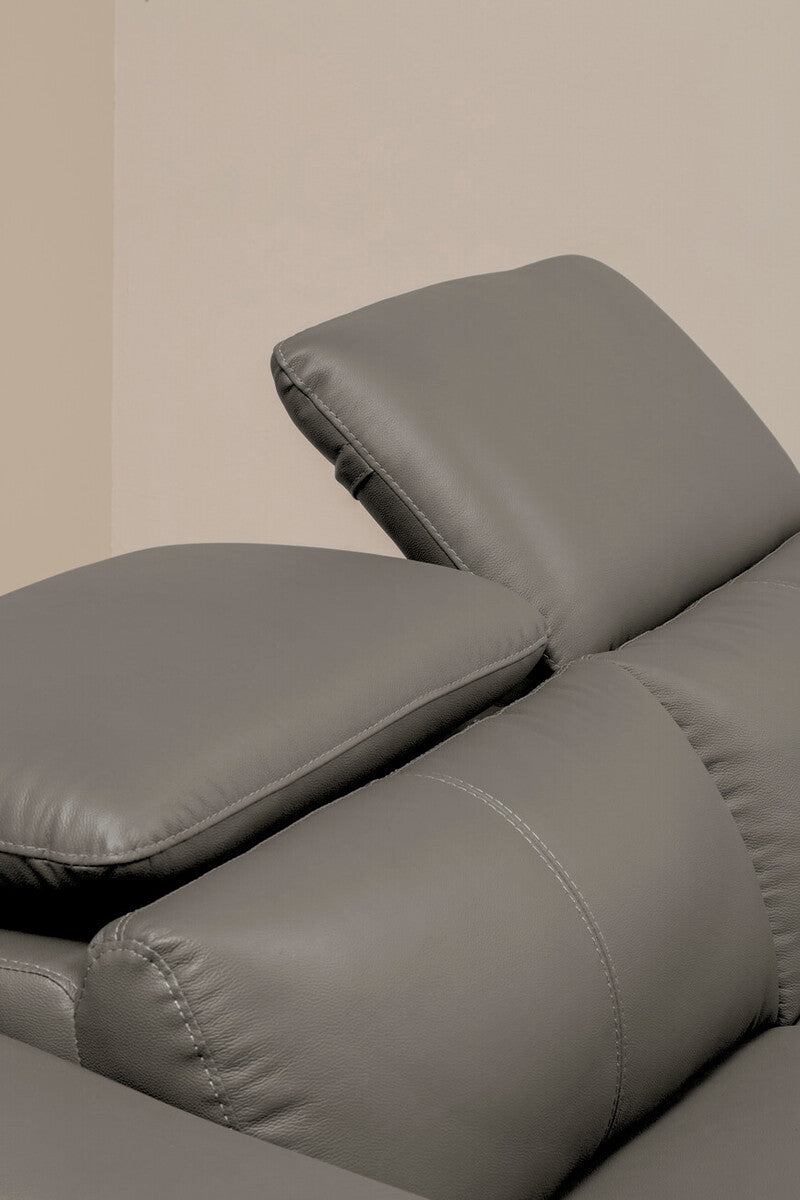3 Seater Grey Leather Sofa, Padua