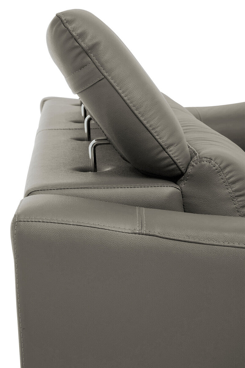 3 Seater Grey Leather Sofa, Padua