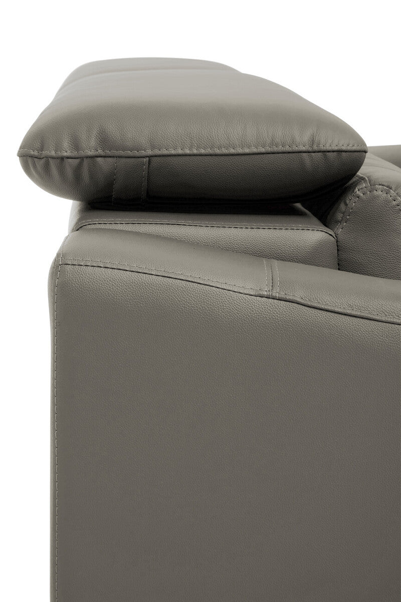 3 Seater Grey Leather Sofa, Padua