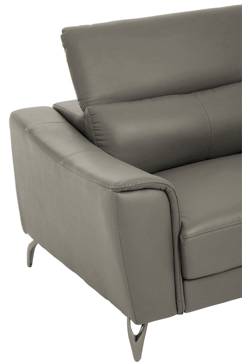 3 Seater Grey Leather Sofa, Padua