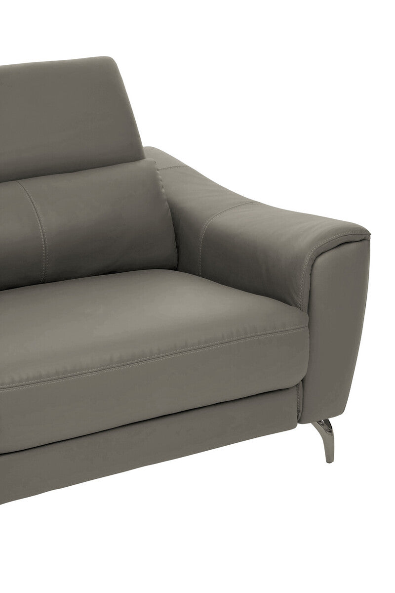 3 Seater Grey Leather Sofa, Padua