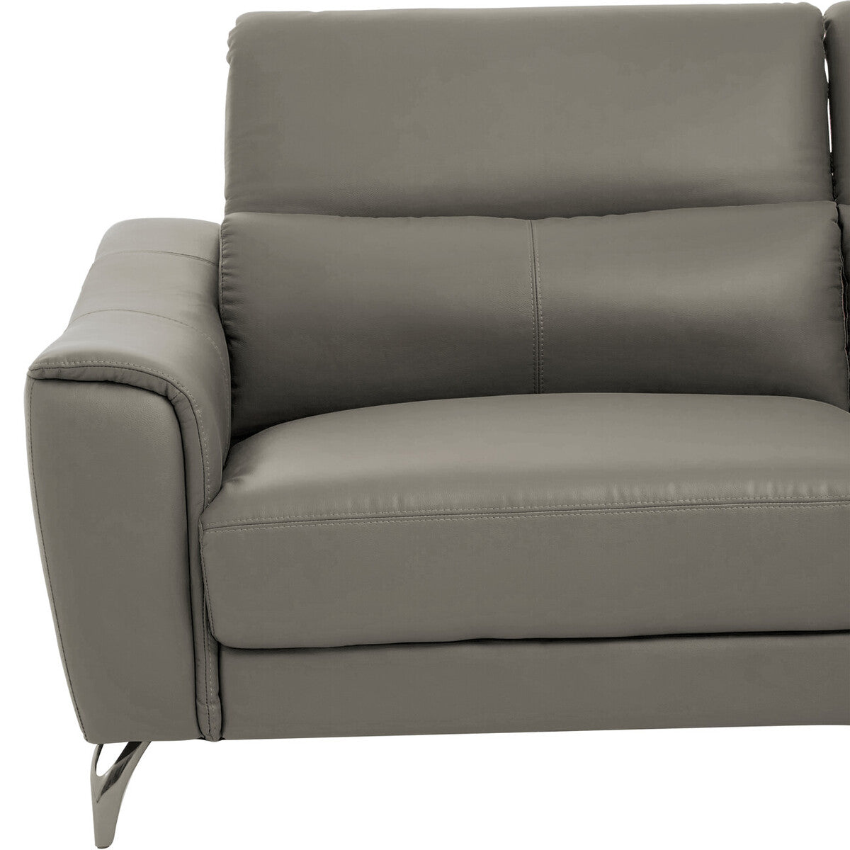 3 Seater Grey Leather Sofa, Padua