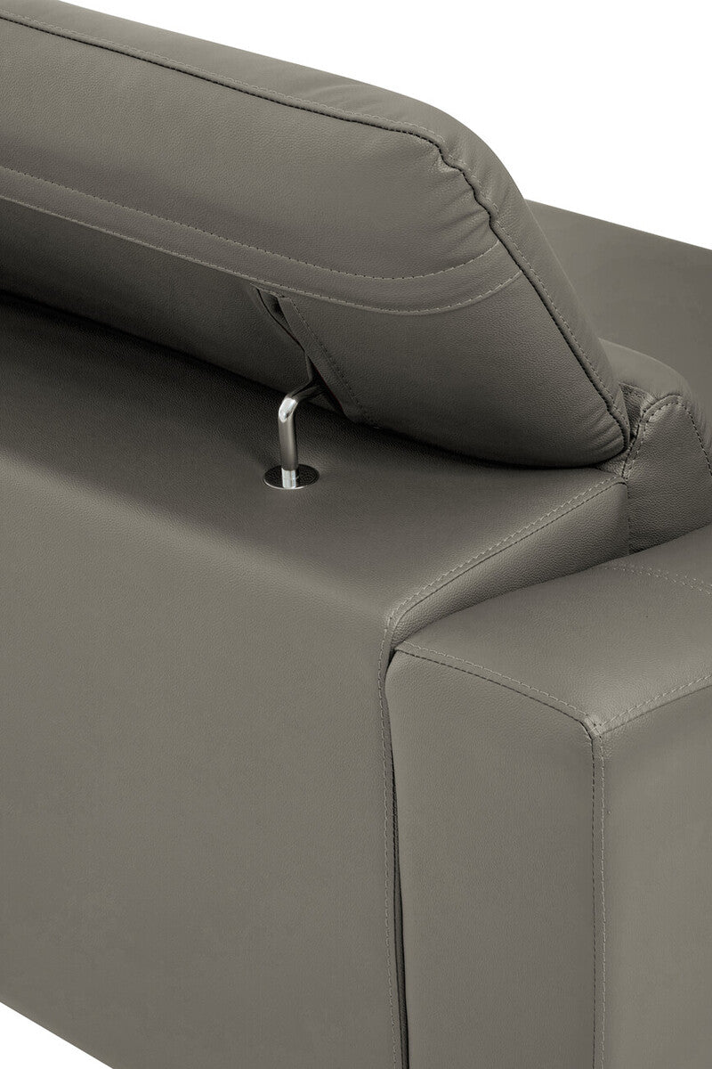 3 Seater Grey Leather Sofa, Padua