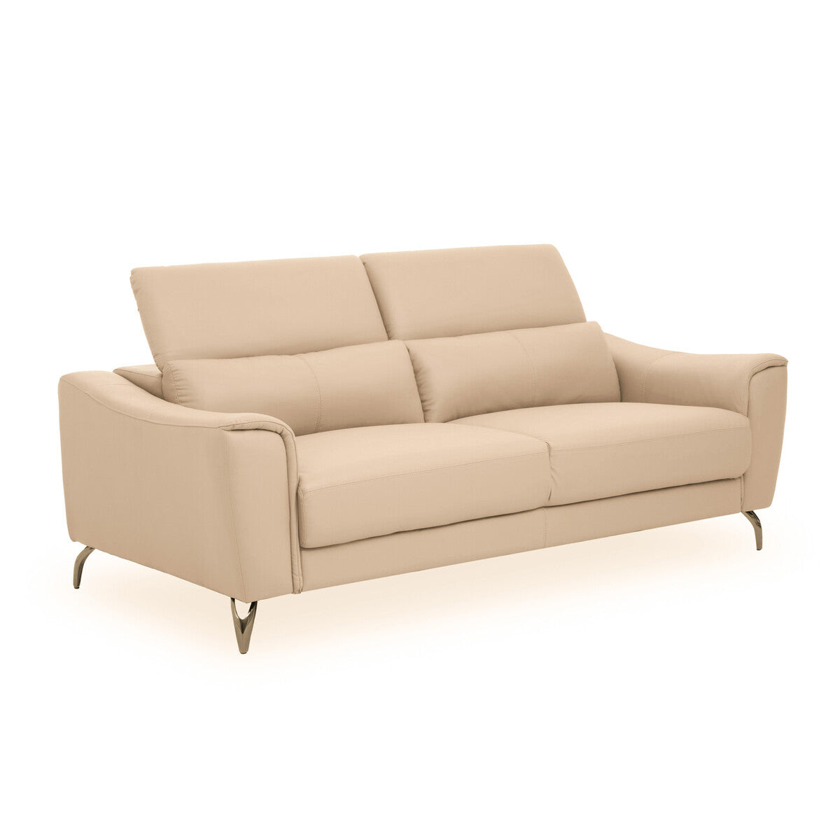 Padua Stone Leather 3 Seater Sofa with Adjustable Headrests
