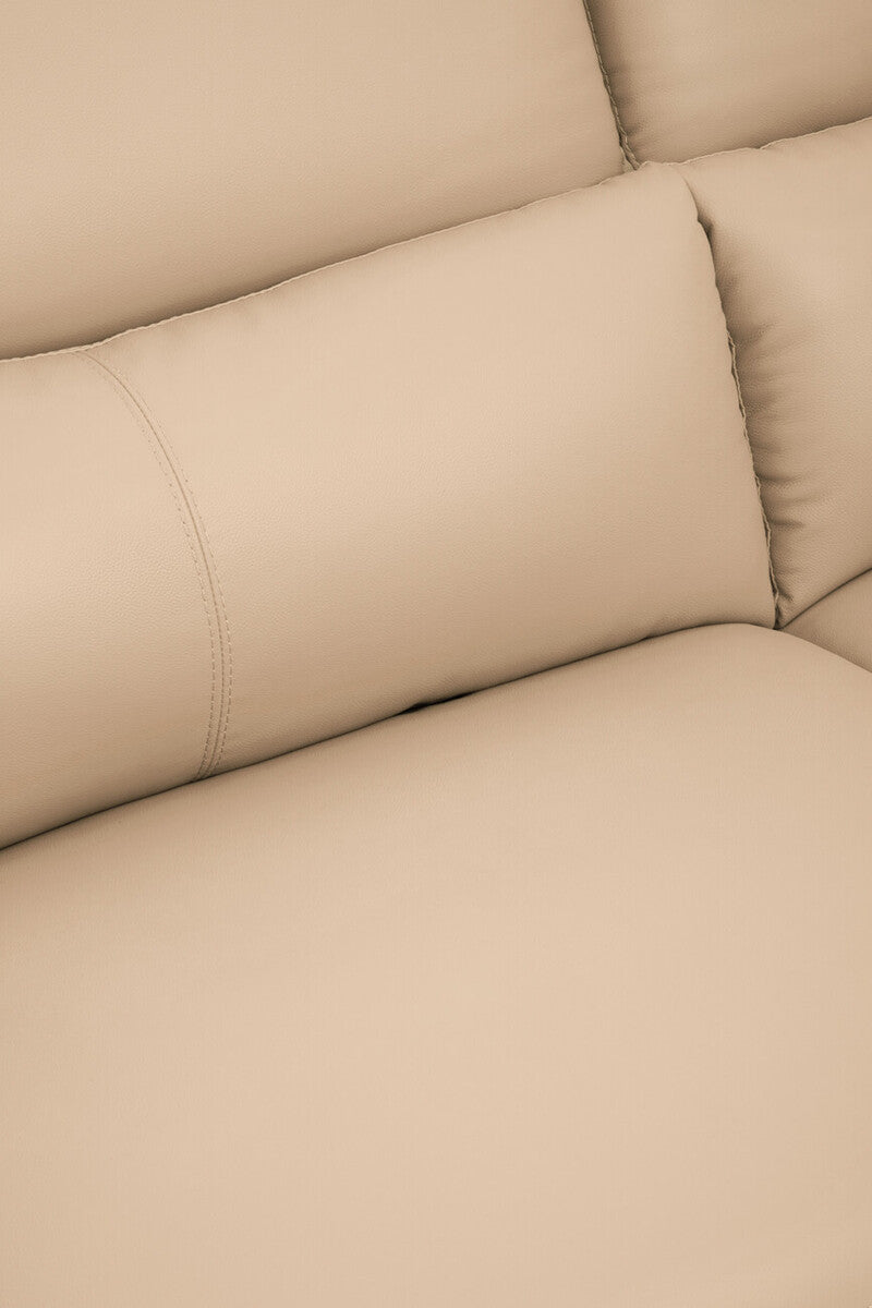 3 Seater Stone Leather Sofa with Adjustable Headrests, Padua