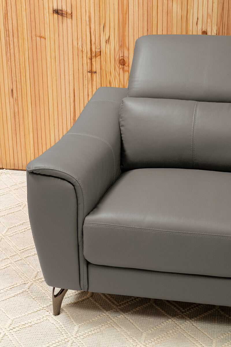 2 Seater Grey Leather Sofa, Padua