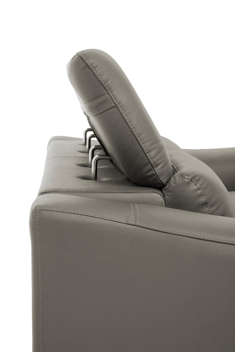 2 Seater Grey Leather Sofa, Padua