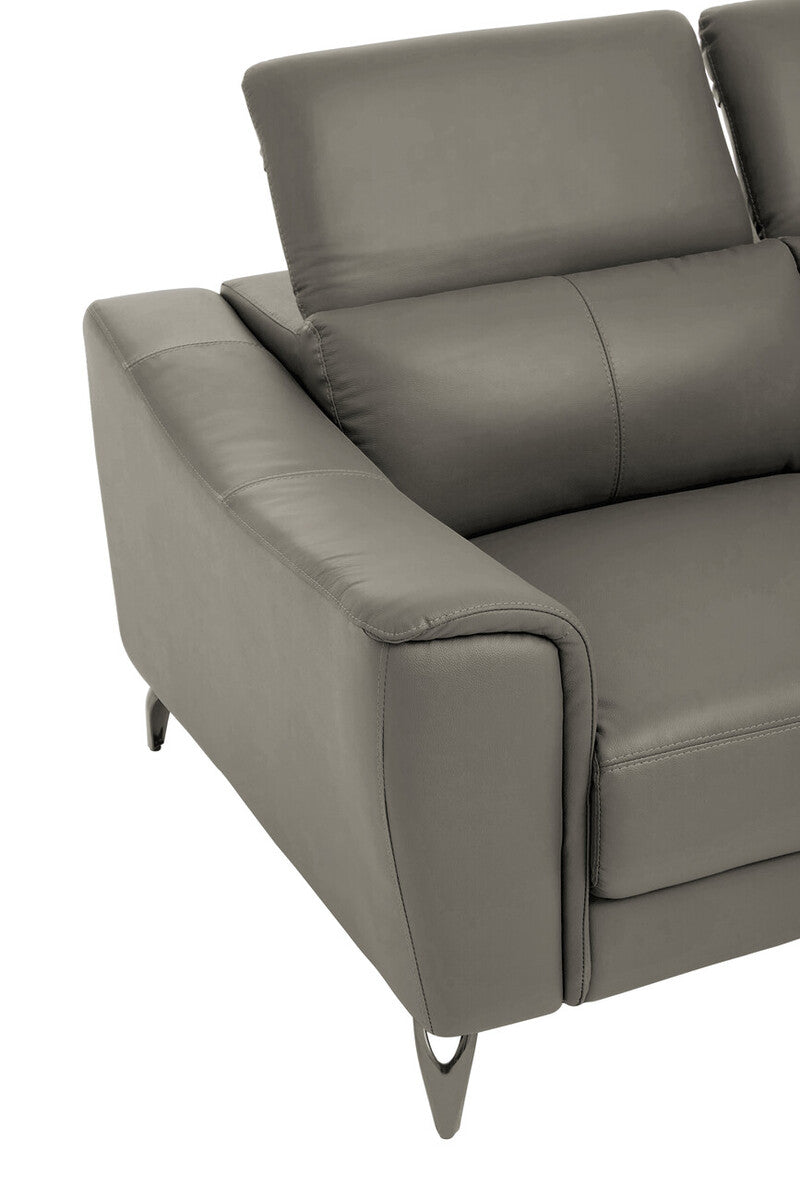 2 Seater Grey Leather Sofa, Padua