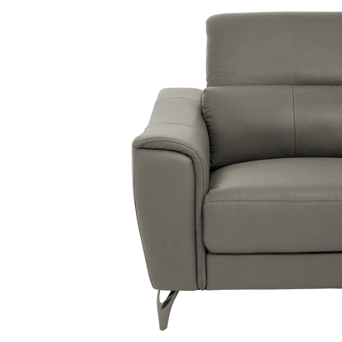 2 Seater Grey Leather Sofa, Padua