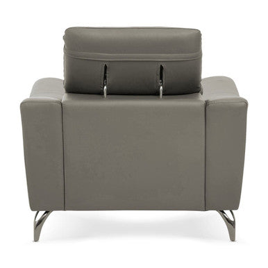 Padua Grey Leather Armchair with Adjustable Headrest