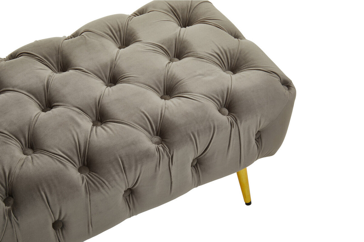 Tamra Mink Velvet Bench with Gold Legs