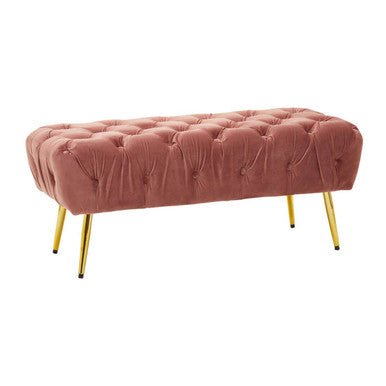 Dusty Pink Velvet Bench with Gold Legs | Tamra