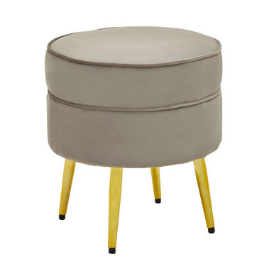Tamra Round Mink Velvet Gold Leg Footstool