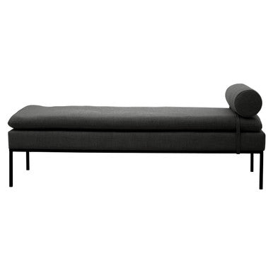 Harley Dark Grey Linen Textured Iron Frame Day Bed