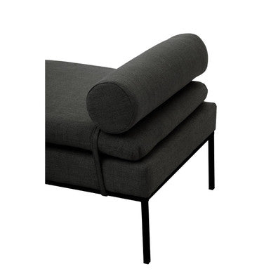 Harley Dark Grey Linen Textured Iron Frame Day Bed
