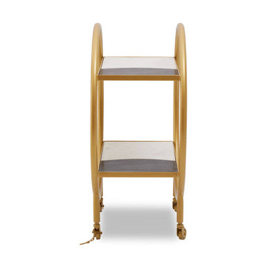 Vizzini White and Grey Marble 2 Tier Drinks Trolley